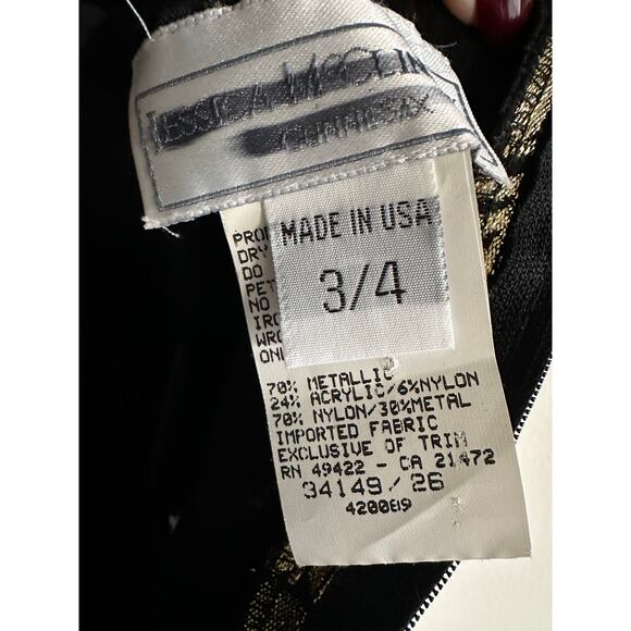 Vintage 80s Gunne Sax Metallic Brocade Halter Ball Gown Holiday Formal Size 3/4 - Picture 9 of 11